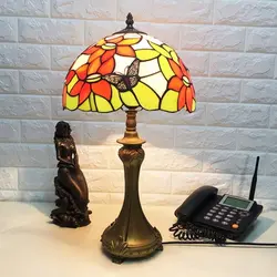 Красочные Стекло настольная лампа ретро Стиль бабочки защита глаз светодиодный светильник Британский Стандартный