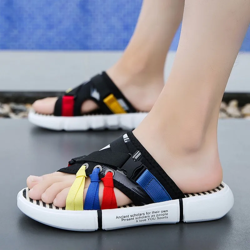 

Trend Summer Slippers Men Breathable Flip Flops Quick-Drying Men's Beach Shoes Fashion Design Outdoor Casual Slippers 2019 New