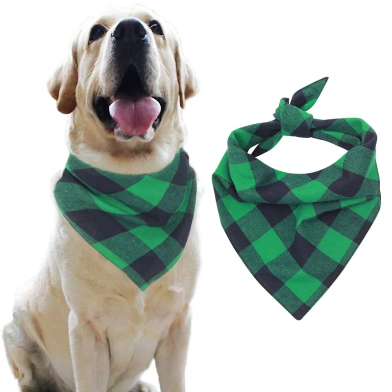Хлопковая, для домашней собаки шарф в зеленую клетку для профессиональной стрижки собак, котов аксессуары треугольная повязка воротник для маленький питомец средних размеров