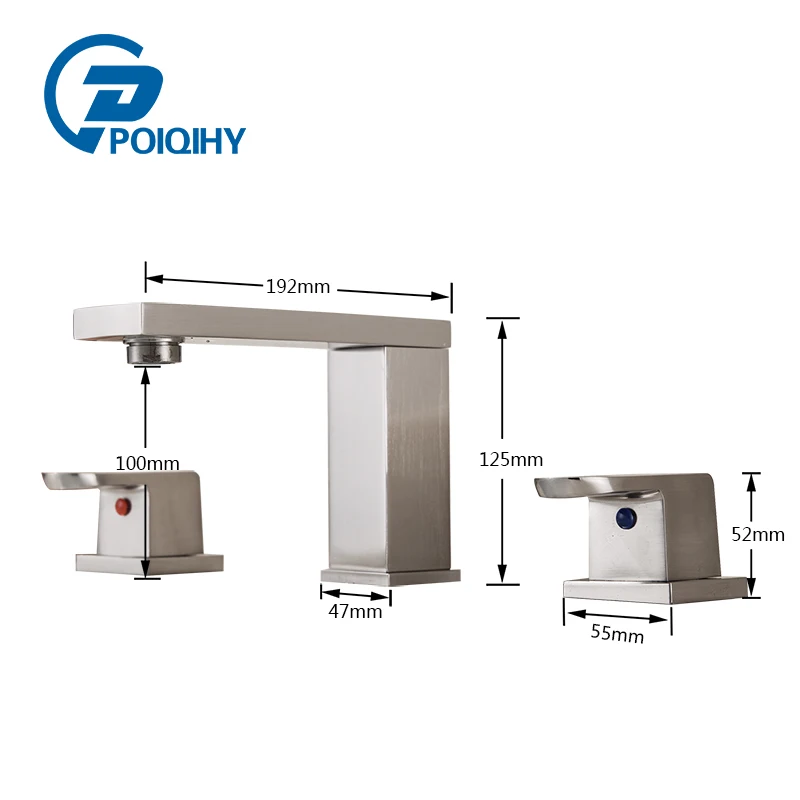 POIQIHY Bathtub Mixer faucet Dual Handle 3Holes Widespread bathroom faucet set Brushed Nickel tub spout tap цена POIQIHY Bathtub Mixer faucet Dual Handle 3Holes Widespread bathroom faucet set Brushed Nickel tub spout tap цены онлайн