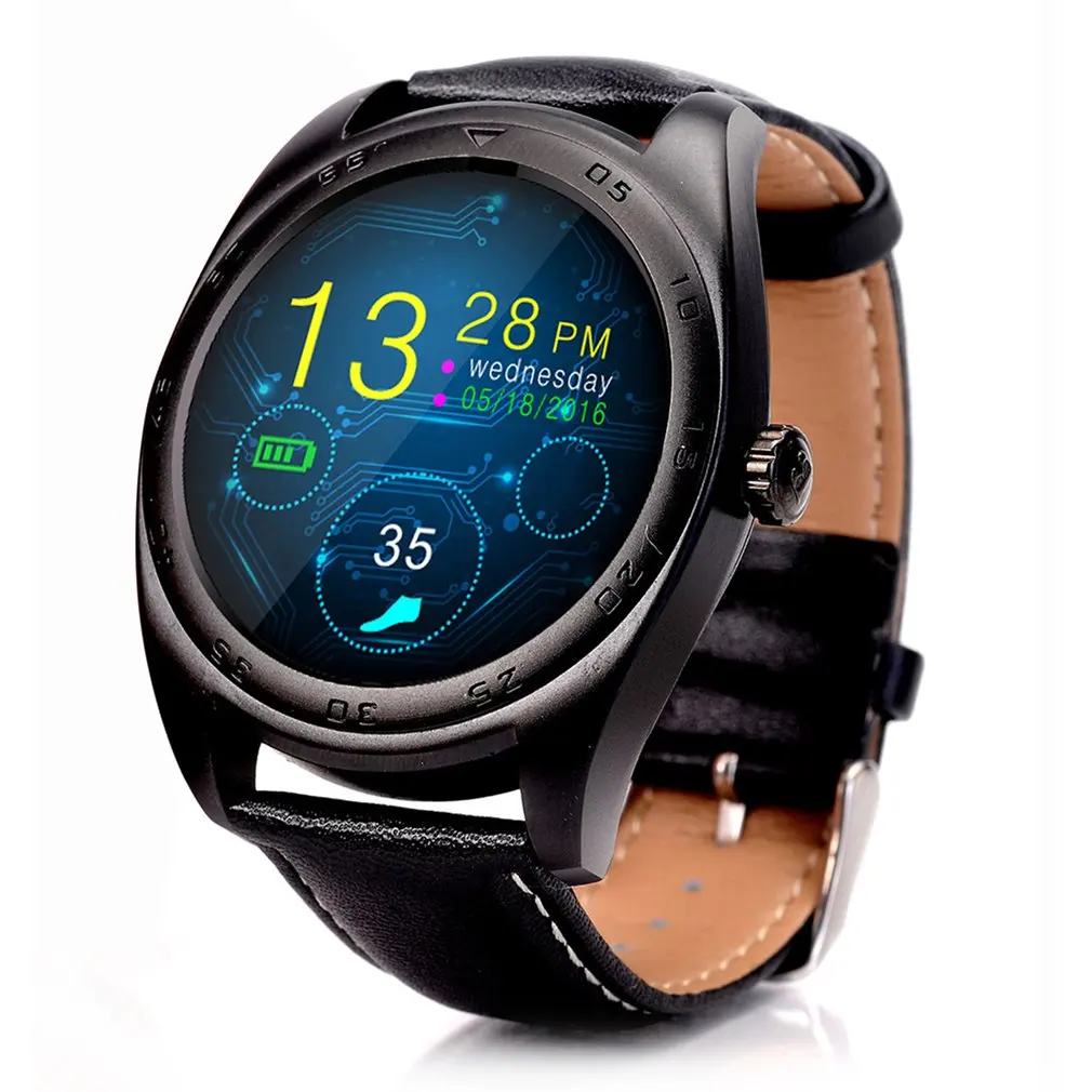 

K89 Bluetooth 4.0 Heart Rate Monitor Call Message Reminder Sports Pedometer Anti-lost Leather Strap Smartwatch 2018