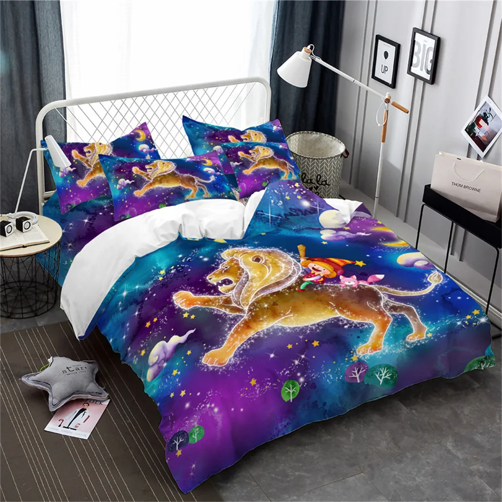 Дети Dreamlike мультфильм постельные принадлежности Красочные Созвездие льва набор