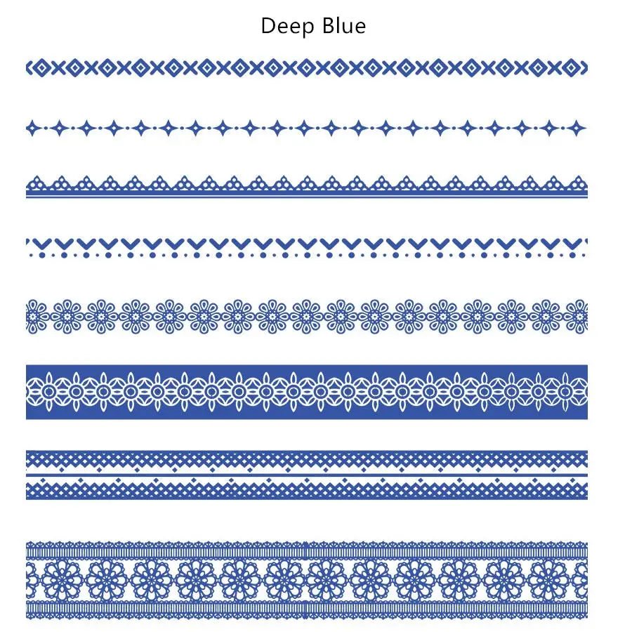 8 шт. кружевной набор декоративного скотча Васи 8 мм 10 мм 15 мм декоративные цветные маскирующие наклейки с лентами для дневника книги альбом Скрапбукинг подарок DIY A6405 - Цвет: Deep Blue
