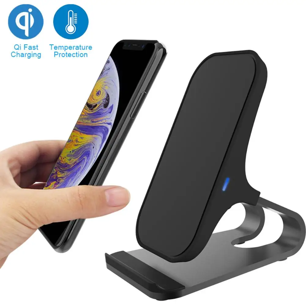 

Wireless Charger 10W Quick Charging Qi Certified Desk Stand Wireless Charger with 3.3ft Type C Charging Cable no AC Adapter