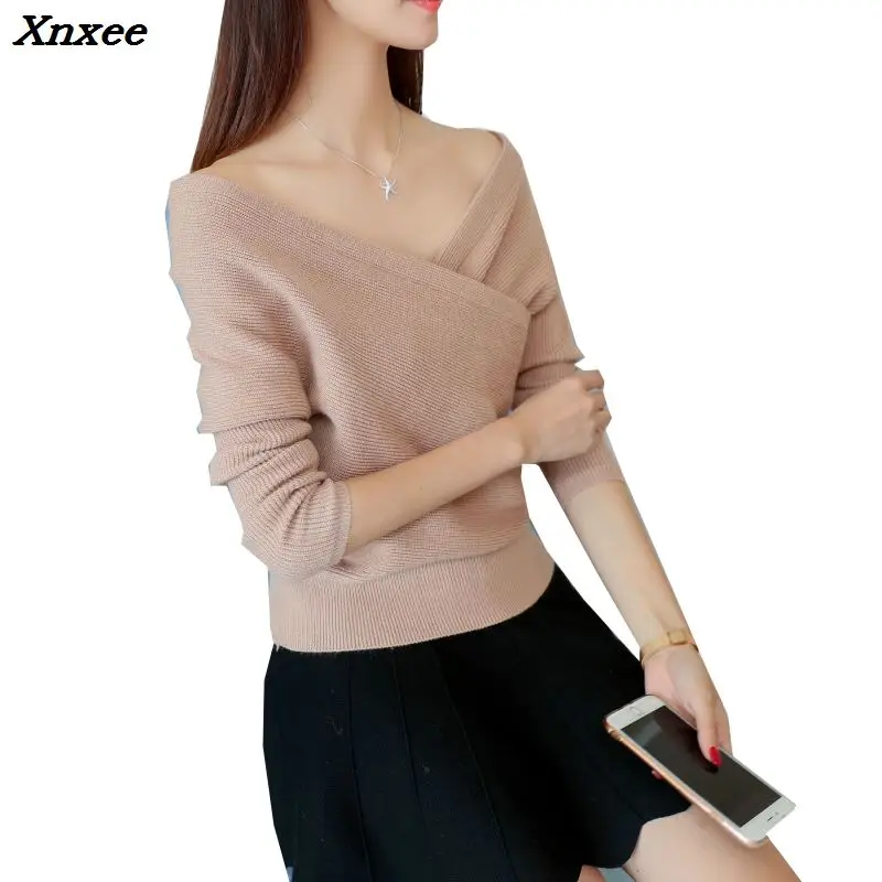 

Xnxee V solid all-match slim slim collar sweater sweater shirt 39 Xnxee