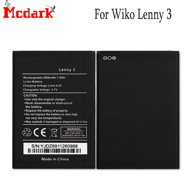 Аккумулятор LENNY3 для Wiko LENNY 3 высококачественный аккумулятор 2000 мАч | Мобильные