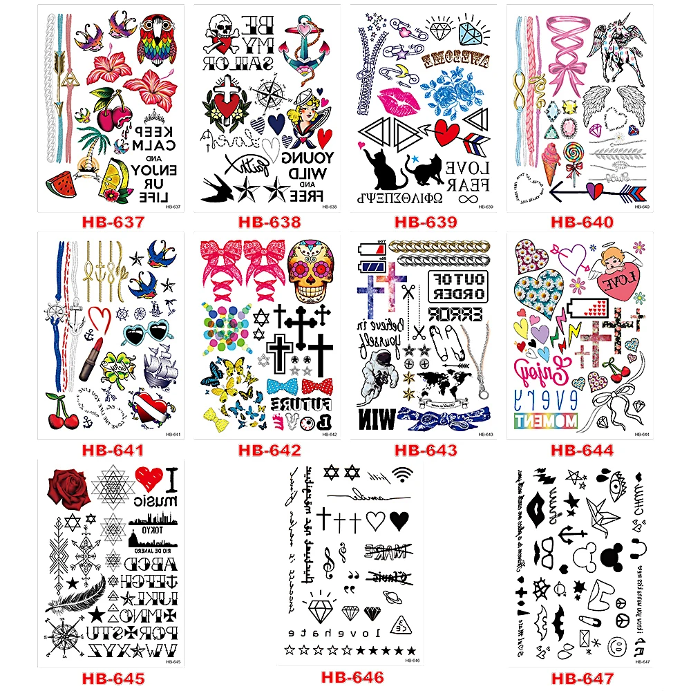 1 шт. водостойкая тату наклейка HB431 для мужчин и женщин|sticker printing machine for sale|stickers