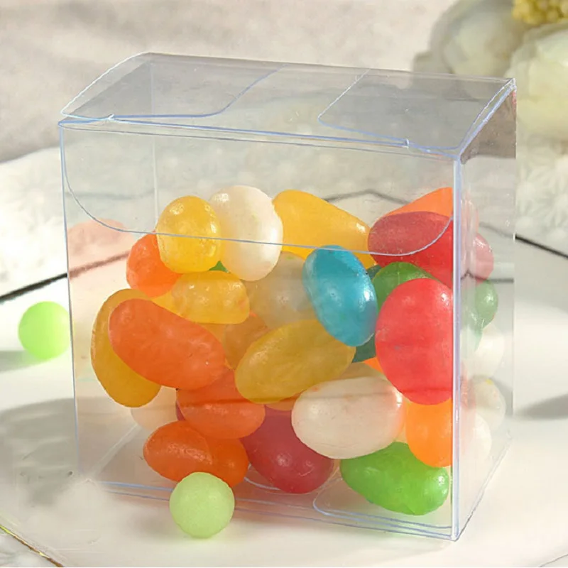 100pcs 5 x 5 x 3CM Clear PVC Boxes Wedding Party Candy Favor Craft Jewelry Packaging Display box Free Shipping