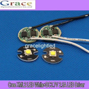 

2 sets Cree XML2 LED White Color 10W LED Emitter 16MM +DC3.7V 2.5A LED Driver for flashlight parts