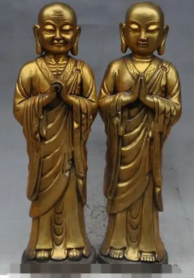 

S06088 20"chinese buddhism bronze gilt Ananda Kassapa matanga Rohan Monk Buddha Statue