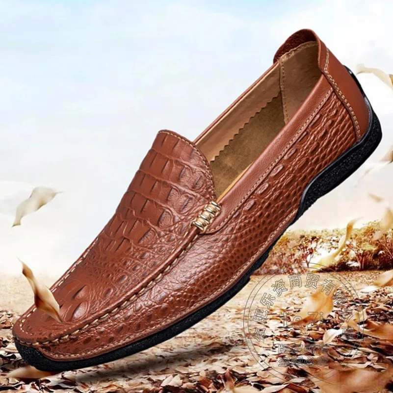 

Boat Shoes Full Grain Leather Retro Ventilate Soft Leather Moccasin Mixed Colors Men Shoes Alligator Pattern Mens Shoes Casual