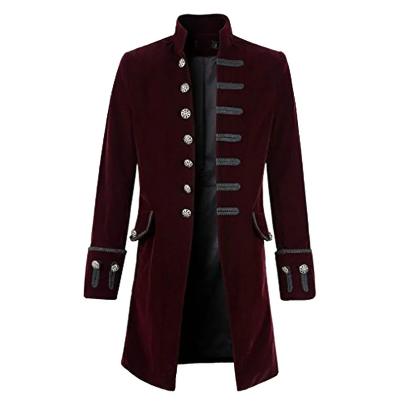 SHUJIN Male Tuxedo Suit Wedding Suit Fashion Slim Vintage Dress Blazers Solid Long Gothic Jackets Party Plus Size - Цвет: Red