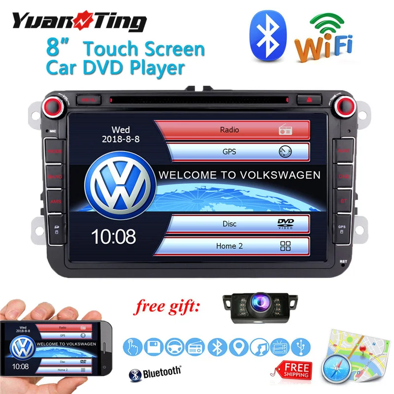 

YuanTing 8'' 2 din Car Stereo Radio DVD Multimedia Player Navigation CANBUS GPS Bluetooth USB SD for Volkswagen golf 6 passat b6