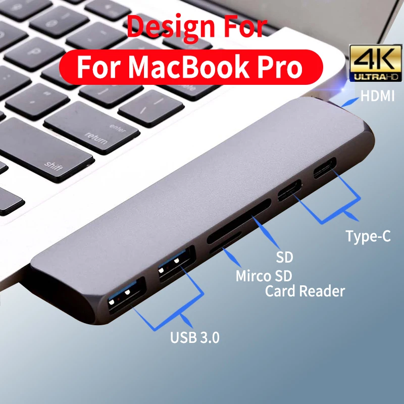 

USB C HUB Dual Type-C Port To USB 3.0 Splitter 4K HDMI Adapter For MacBook Pro 2016/2017/2018 ThunderBolt 3 USB-C Port USB HUB