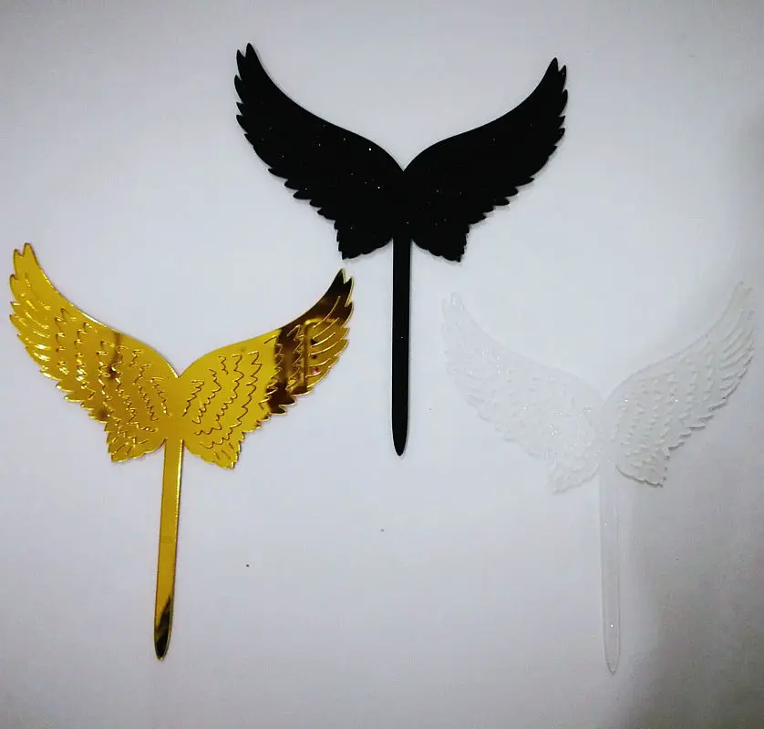 

Happy Birthday Cake Toppers Wedding Angel Wings Cupcake Acrylic Cake Topper Flags Baby Shower Cake Baking Decor Xmas DIY Party