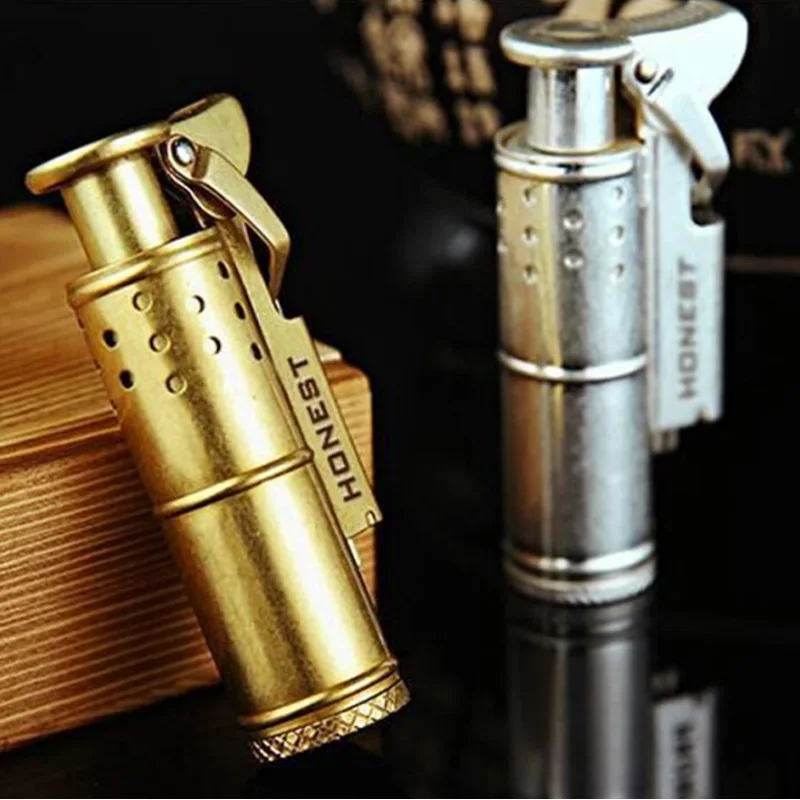 Металлическая зажигалка в стиле ретро с эффектом пламени керосиновая маслом
