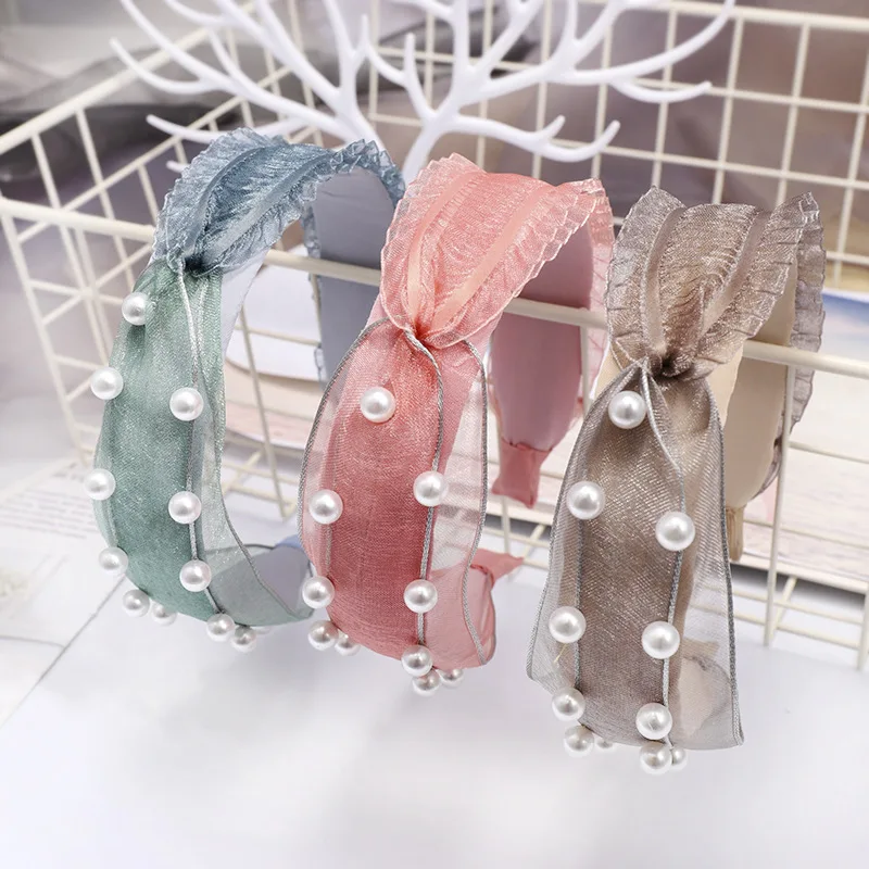 

Korean Pearl Headband for Women Bezel Simple Knotted Hair Loop Women Hairband Fashion Headwear Girls Hair Accessories 2019 new