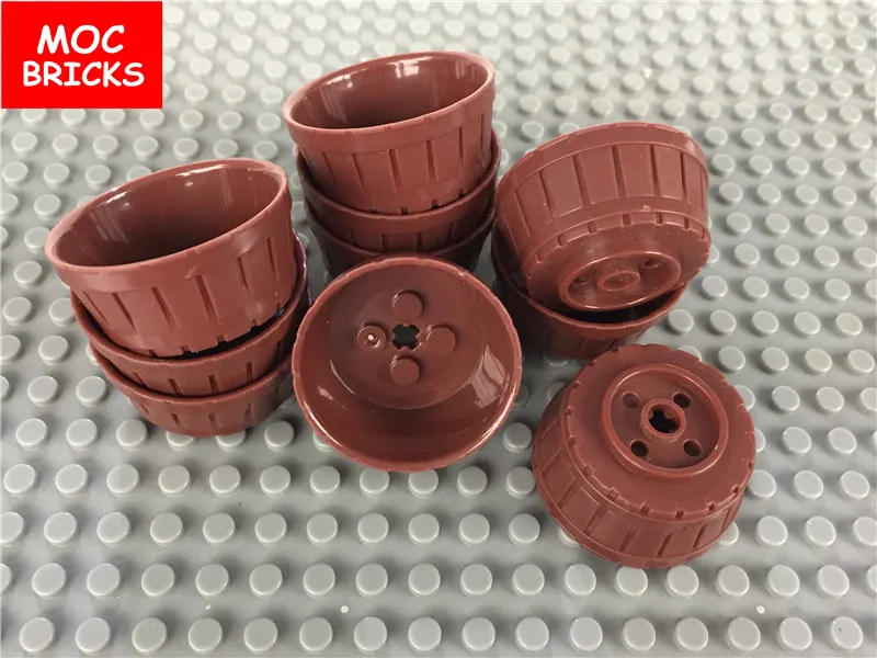

10pcs/lot MOC Bricks Reddish Brown Container Barrel Half Large with Axle Hole fit with 64951 Building Blocks DIY Toys kids gift