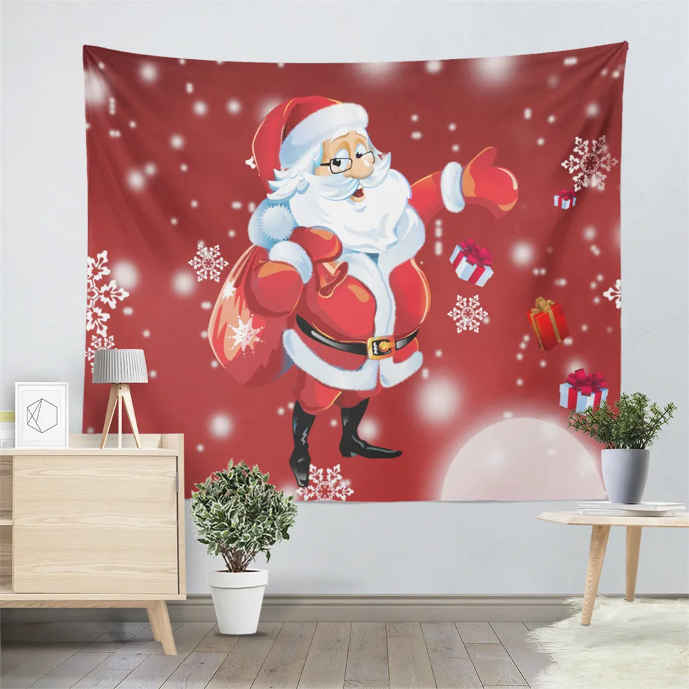 Festival Gift Red Tapestry Christmas Cartoon Wall Hanging Santa Claus