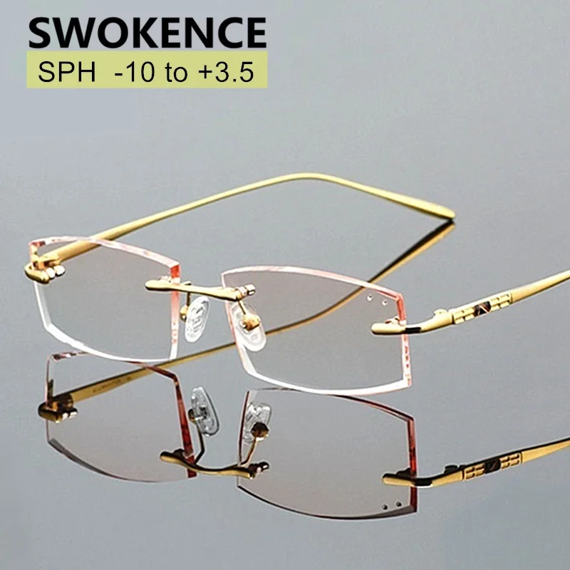 SPH 10 to +3.5 Gradient Prescription Glasses Men Upscale Pure Titanium