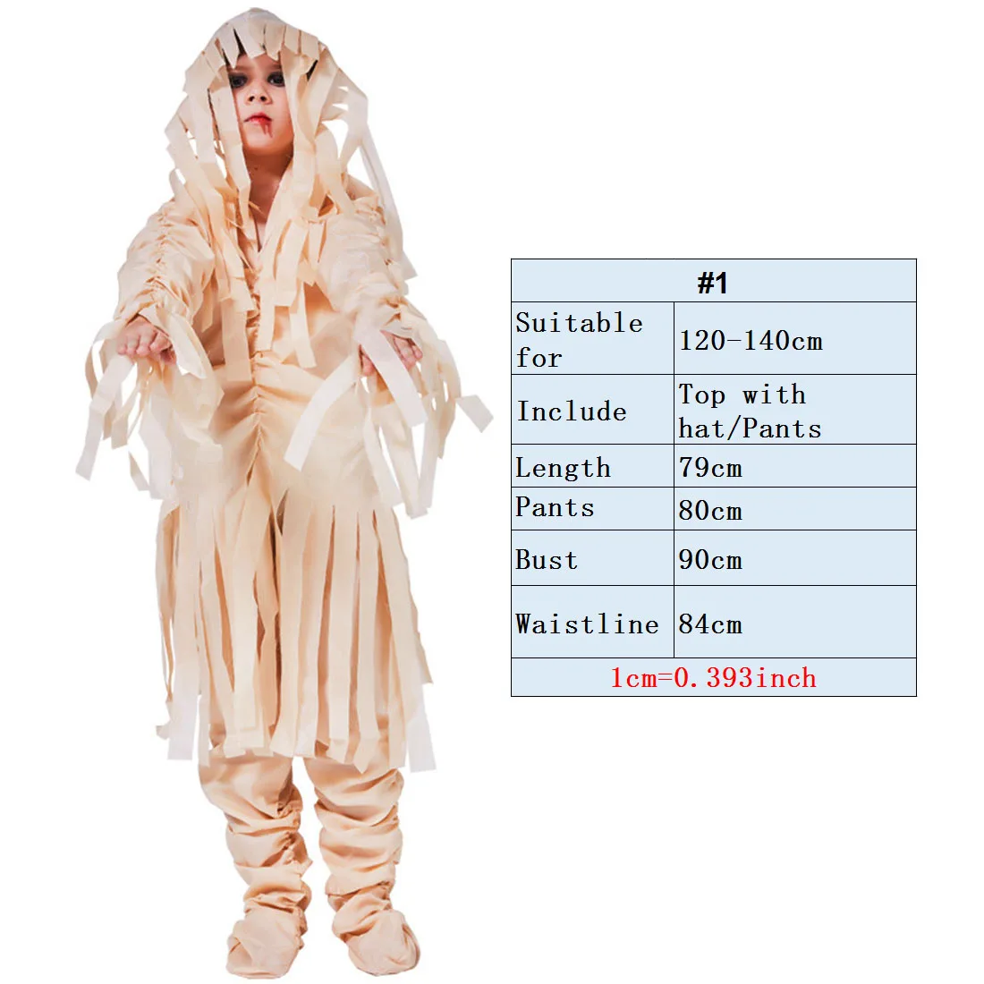 HALLOWEEN SPOOKY ZOMBIE MUMMY GIRLS TRICK OR TREAT CHILDRENS FANCY DRESS T-SHIRT