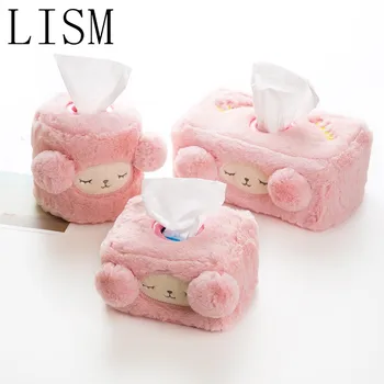 

Stereo long ear rabbit plush towel box Tissue box Napkin holder Paper towel cute cartoon rabbit tail creative car paper towel