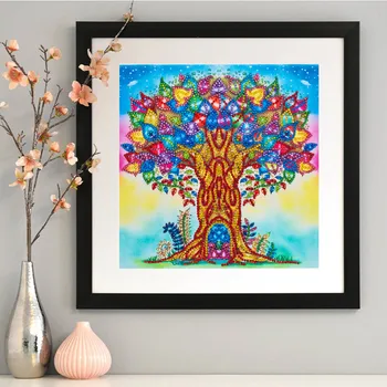 

5D DIY Diamond Embroidery Colorful Flower Tree Special Shape Diamond Painting Rhinestone Crystal Diamond New Shelves Home Decor