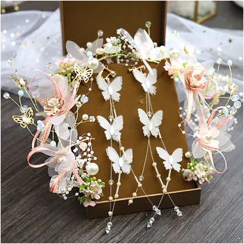 

fairy flower headdress women butterfly hairbands wedding bride garland
