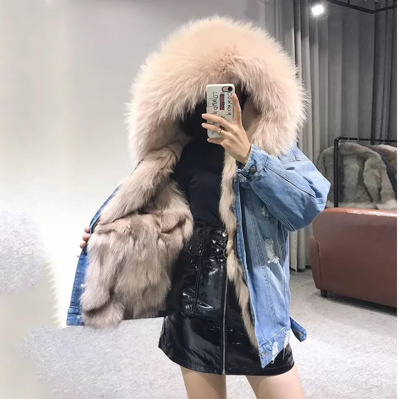 FURSARCAR New Winter Parka For Women Real Fur Jacket Warm Luxury Parkas Coat With Fur Hood Natural Fox Fur Liling Parka