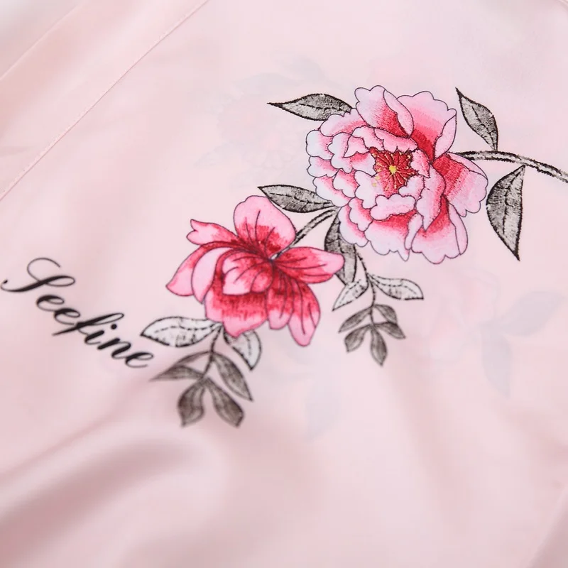 New Style Fashion Women Bathrobe Floral Print Satin Chiffon Luxury and Elegent Robe Ladies Home Clothes sp0087