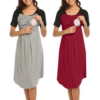 

Dress For Pregnant Women Fashion Nursing Nightgown Casual Simple Breastfeeding Nightshirt Sleepwear robe femme enceinte F4