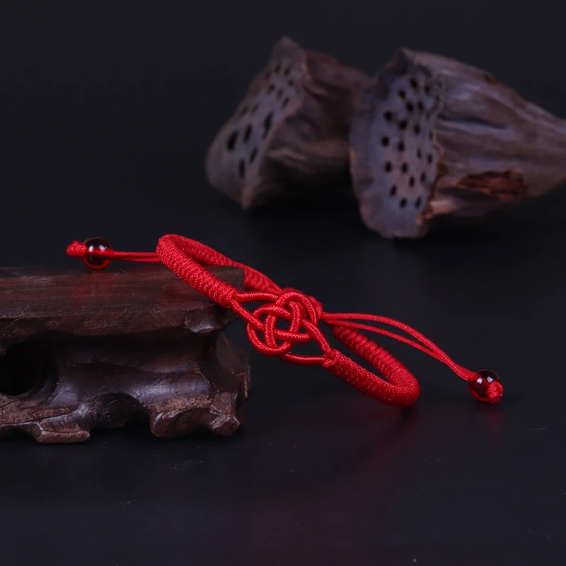 Этнический красный веревочный браслет с узлом тибетский буддийский счастливый ручной работы Плетеный Регулируемый браслет для женщин мужчин унисекс ювелирные изделия