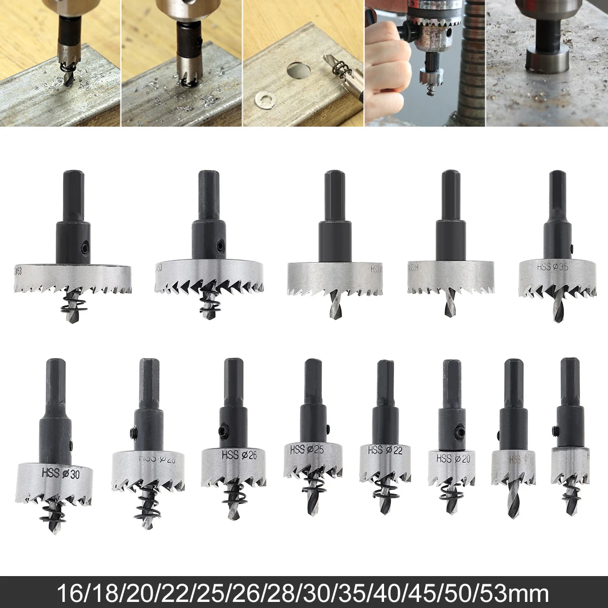 

13PCS HSS Drill Bit Set High Speed Steel Carbide Tip Hole Saw Tooth Cutter Metal Drilling Hand Woodwork Cutting Carpentry Crowns