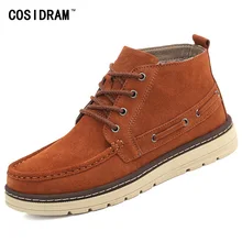 Plus la Taille Automne Hiver En Cuir Véritable Hommes Bottes De Mode Haute top Hommes Chaussures de Style Britannique Cheville Bottes Martin Travail Chaussures BRM-713