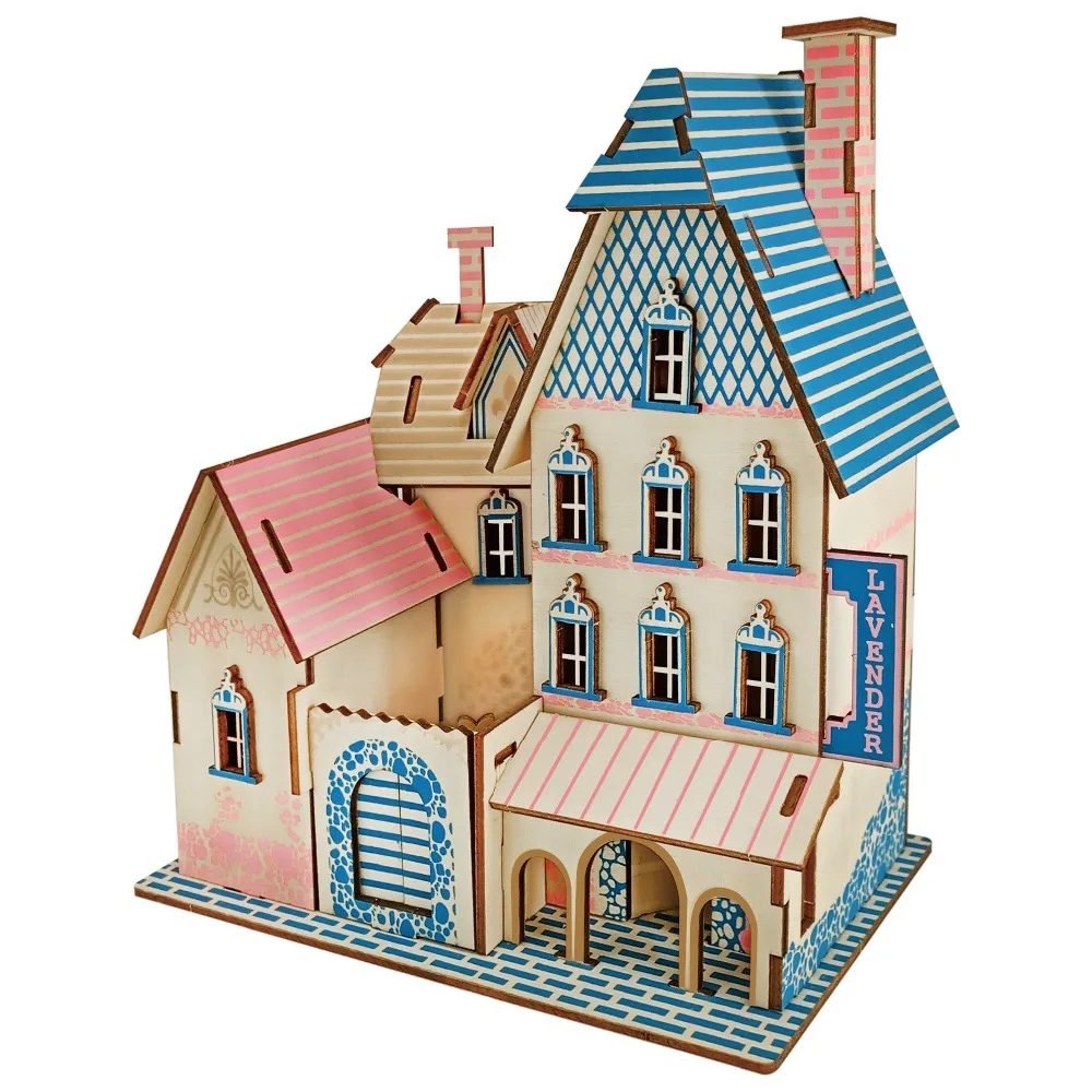 

Kids Toys 3D Wooden Puzzle Montessori Educational Learning Game for Children Creative DIY Laser Cutting Crafts Blue Shores Model