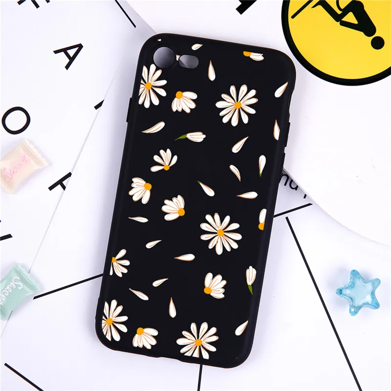 

L L Phone Case For iPhone 7 8 Plus XS Max XR Daisy Silicon Cases Anti-knock For iPhone X 8 7 6 6S Plus 5 SE Soft TPU Cover