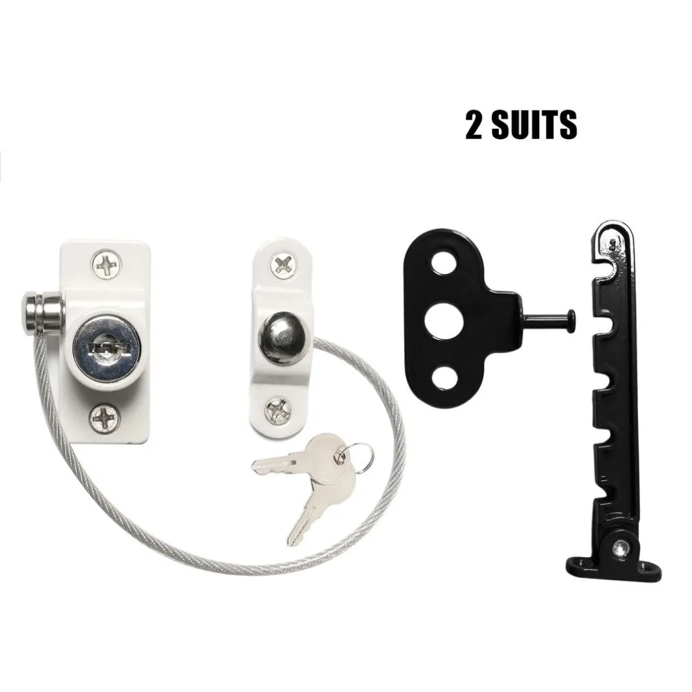 

2pcs Window Door Cable Restrictor Ventilator Child Safety Security Locking Keyed Opening Restrictor for Home Free Shipping