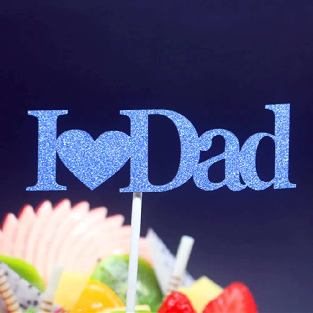 Я люблю папу маму Кекс Торт Топперы флажки для торта День матери родителей день рождения - Цвет: Синий