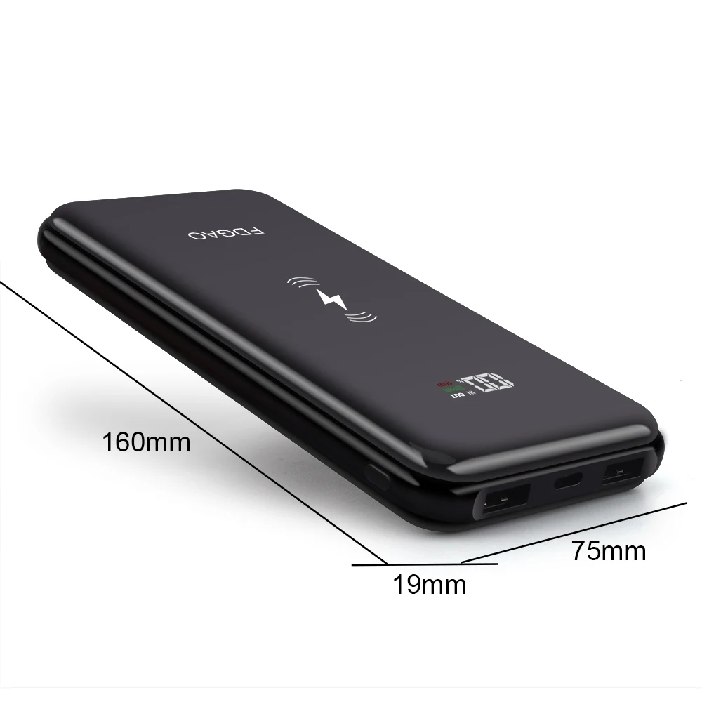 Беспроводное зарядное устройство FDGAO QI power Bank 20000 мАч для iPhone X 8 samsung S10 S9 Xiaomi батарея USB зарядка быстрая Беспроводная зарядная панель