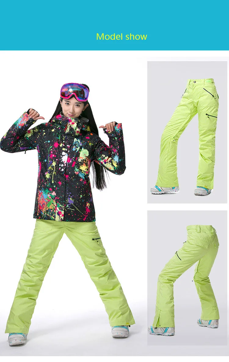 GSOU зимние подлинные женские уличные лыжные брюки с одной пластиной двойная плата теплые и ветрозащитные водонепроницаемые брюки 1420
