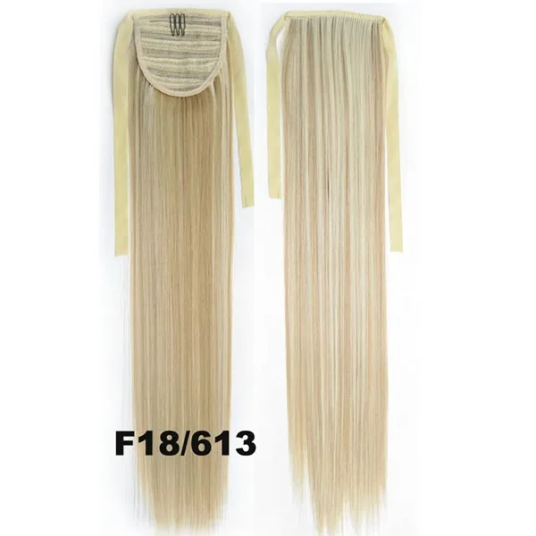 Delice женские длинные прямые Конские хвосты, 22 дюйма, на заколках, лента, блонд, конский хвост, синтетические волосы, конский хвост, волосы для наращивания - Цвет: F18 613