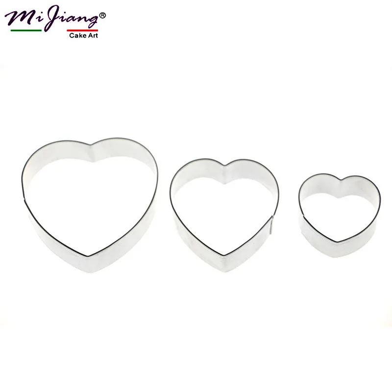 

Mijiang Brand 3pcs/set Stainless Steel Heart Cookie Cutter Biscuit Fondant Mold Baking Decorating Tools Kitchen Accessories A302