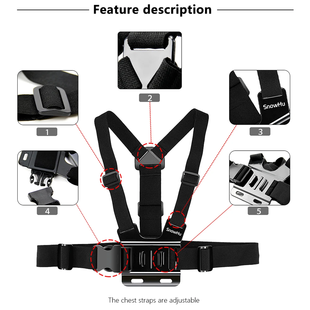  SnowHu For Gopro Action camera accessories Selfie stick Waterproof shell For Go pro 8 7 6 5 4 EKEN 