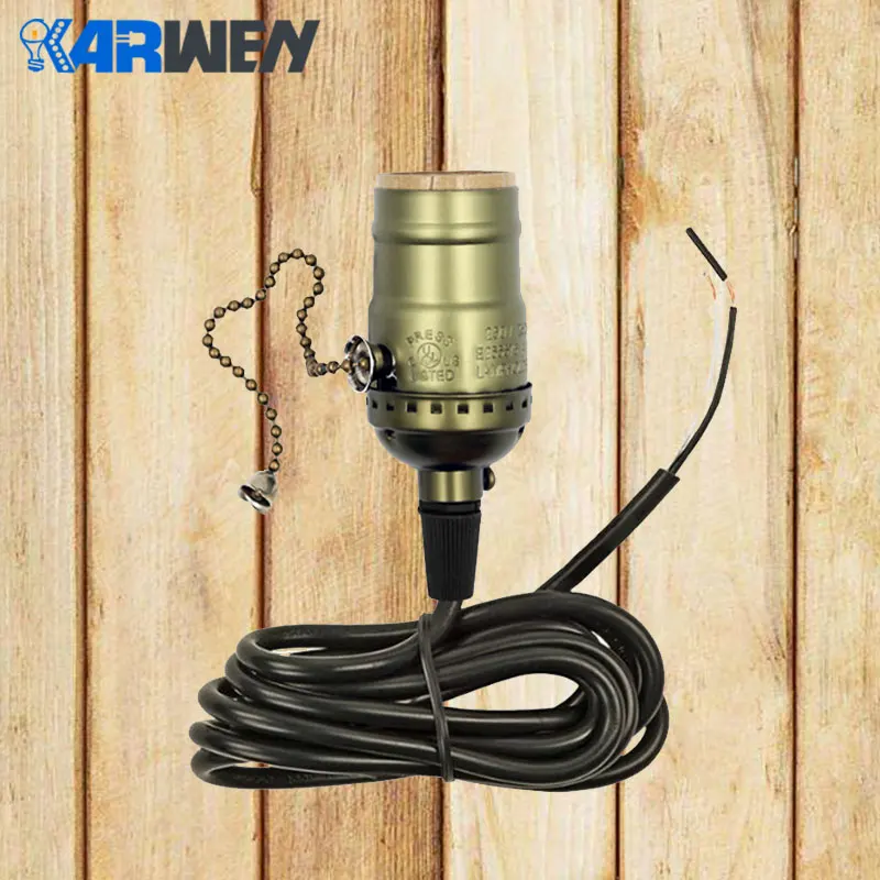 Лампа Эдисона цоколем E27 бронзовая Подвесная лампа держатель 110 В/220 В винтовое гнездо с выключателем/цепью медь+ железо с 1,2 м рукояткой шнура - Цвет: C