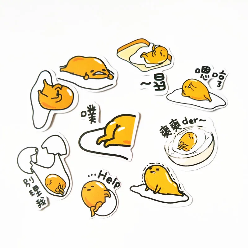 40 шт./пакет Sanrio Новинка японский Gudetama Lazy Яйцо мультфильм забавные наклейки для ноутбука автомобиля велосипедный багаж водонепроницаемый стикер s