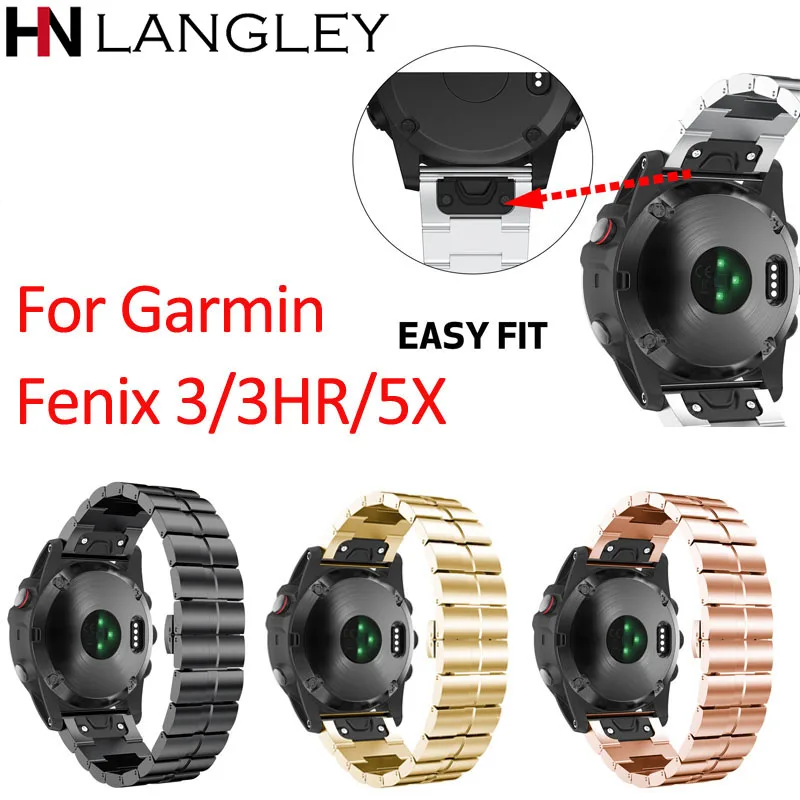 

For Quickfit Garmin Fenix 5X Metal Band 26mm Easy Fit Stainless Steel Watch Bands for Garmin Fenix 5X/Fenix 3/Foretrex 701