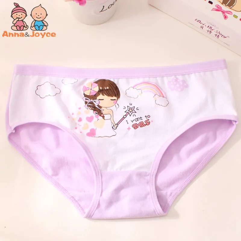 

4PC/lot Girls Soft Pure Cotton Triangle Underwear Pricness Cartoon Underwear Kids Triangle Underwear for 3 To 12 Years