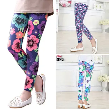 

2018 Kids Girls Leggings Pants Warm Autumn Baby Children Girls Flower Printed Toddler Classic Leggings Girl Long Pants 2-14Y