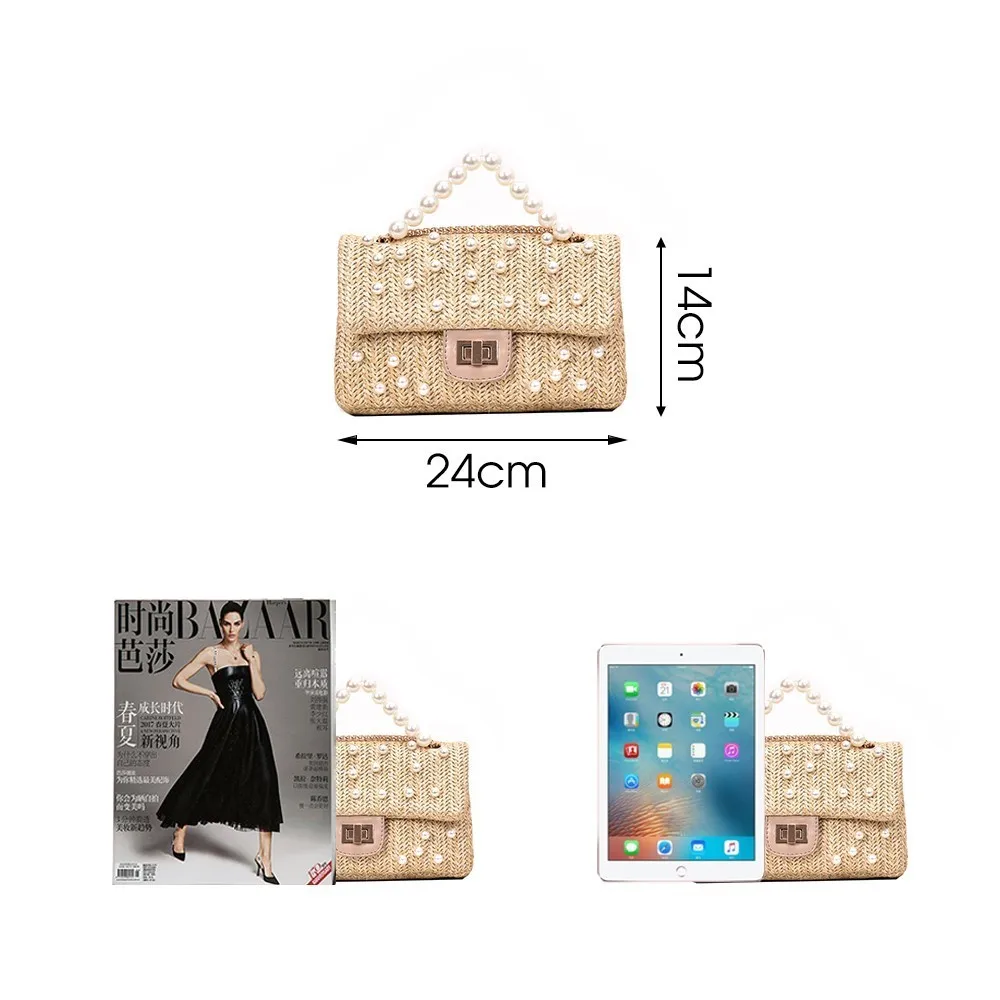 TTOU أنيقة النساء Crossbody أكياس خمر اللؤلؤ مقبض السيدات مساء حقيبة يد من القش شيك الإناث سلسلة حقائب كتف sac TTOU أنيقة النساء Crossbody أكياس خمر اللؤلؤ مقبض السيدات مساء حقيبة يد من القش شيك الإناث سلسلة حقائب كتف sac