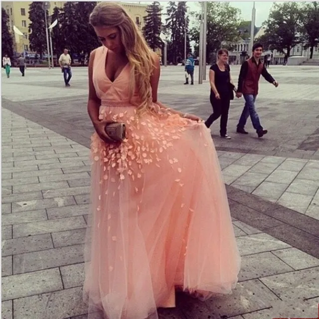 Sweet Fresh Peach Color Evening Dresses New Arrival Fashion Long